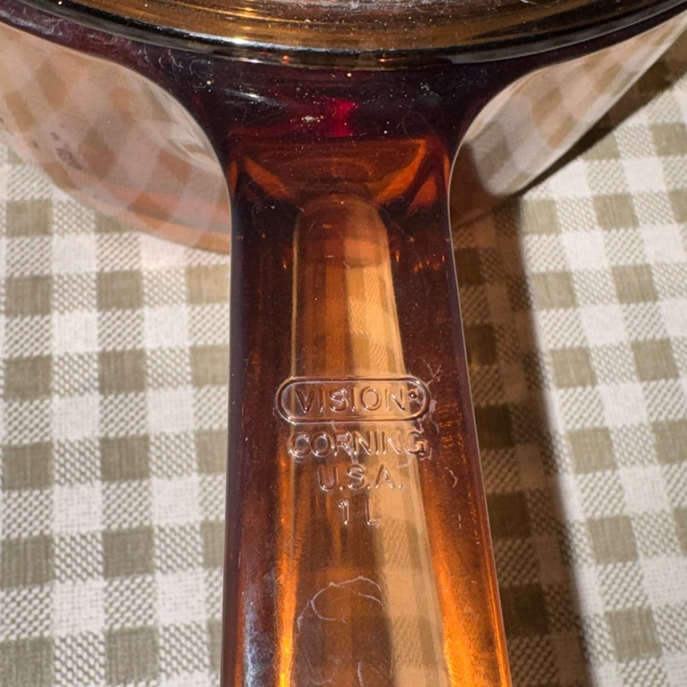Vintage Corning visions Amber Glass Saucepan with Lid - Amber Brown 1 liter - Picture 3 of 6